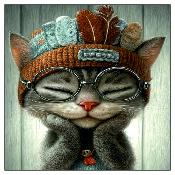 Panneau simili 10x10cm : modéle chat- 2