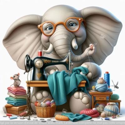 panneau simili ELEPHANT FUN COUTURE : modèle 2146