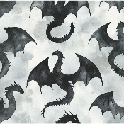 Toile à sac  50cmx157cm :TS37- Dragons fond gris
