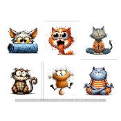 Kit couture créatif : LOT 6 PANNEAUX TISSUS  :04 LES CHATS