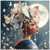 panneau simili  : modèle 2258- FEMME ASIE PAPILLON