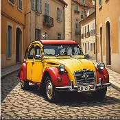 panneau simili  : modèle 2260- VOITURE 2CV JAUNE