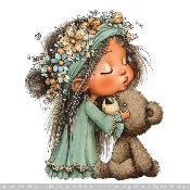 panneau simili  : modèle 2274- FEMME-FILLETTE AVEC OURSON
