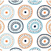 Toile à sac  50cmx157cm :TS53- Cercles bleu, noir, orange