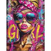 Panneau simili 13x20 cm : Femme graff à lunette : modéle 20